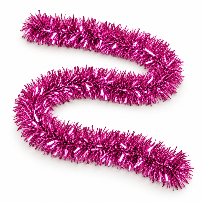 Ghirlandă de beteală 6cm magenta metalizat, 2 m – imagine de produs realizată în studio
