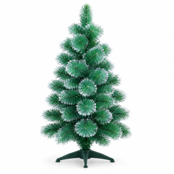 Copac de Crăciun A-313 verde și alb de 60 cm pe fundal alb din studio