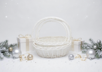 A-414 set de coșuri împletite albe, aranjate pentru cadouri elegante de Crăciun