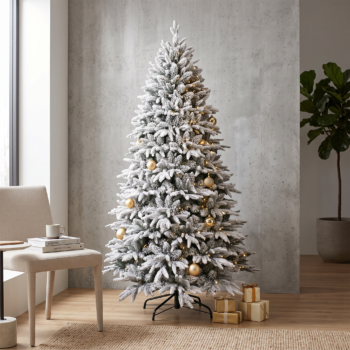 Brad artificial de Crăciun cu aspect de zăpadă, 150 cm, inspirație pentru decorarea interiorului