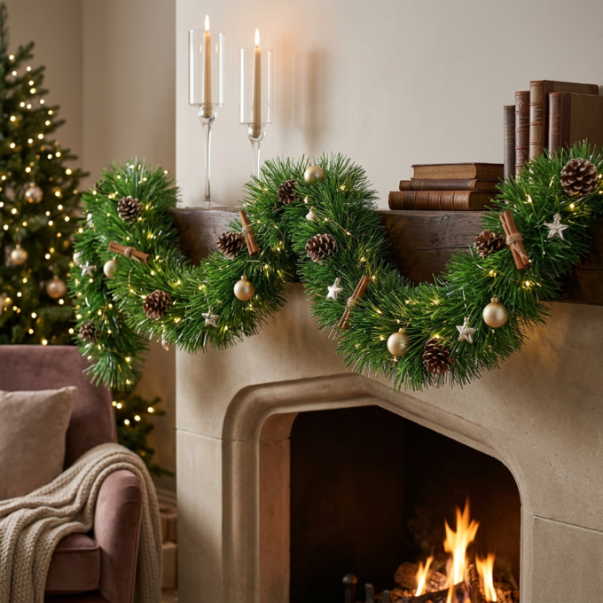 Tinsel Garland 12cm Classic Pine, 2 m – Christmas lifestyle image