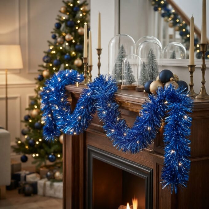 Tinsel Garland 9cm Metallic Blue, 2 m – Christmas lifestyle image